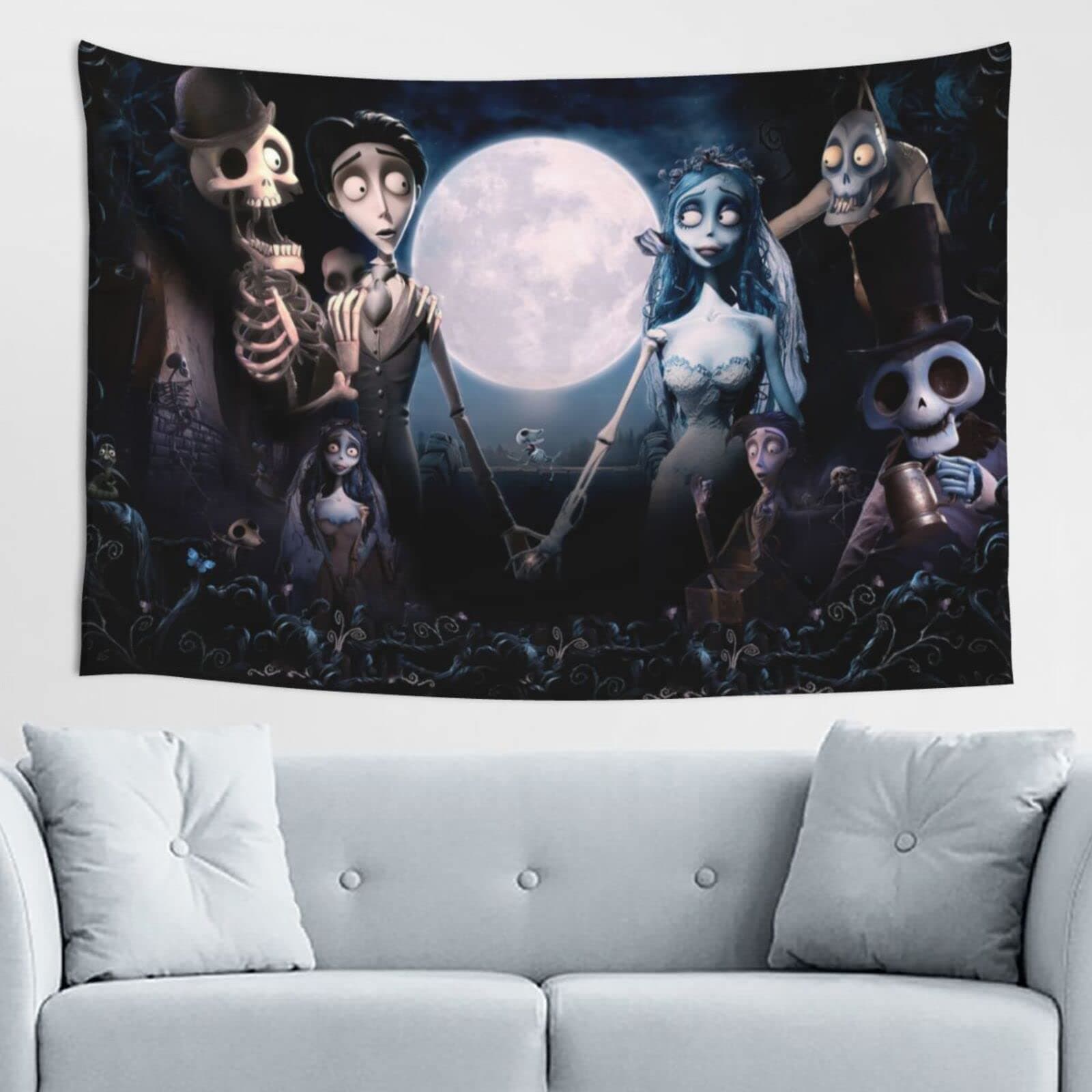 AGARES Anime Corpse Bride Tapestry 3d Printed Wall Hanging Poster Tapestries Durable Tapestry For Bedroom Living Room Home Dorm 40 X 60 In