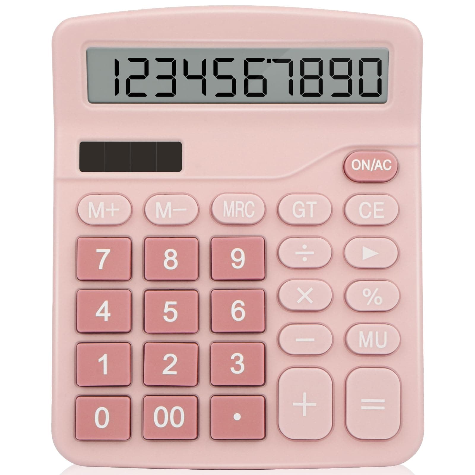 Calculator, 12 Digit Desk Calculators with Large Display and Big Sensitive Button, Solar and Battery Dual Power, Pink Calculator Large Stationery for Office Home School (Pink)