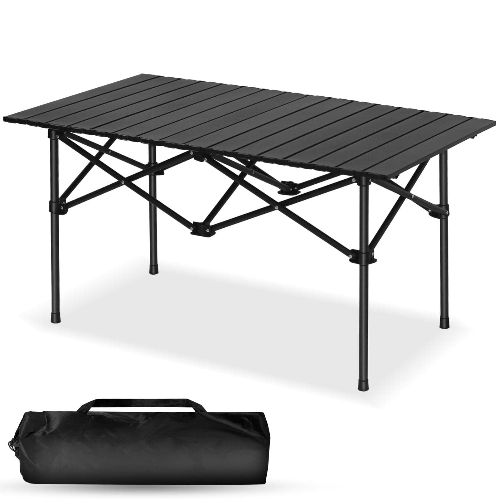 SKY-TOUCH Outdoor Camping Folding Table，Lightweight Folding Table with Aluminum Table Top and Carry Bag, Easy to Carry, Perfect for Outdoor, Picnic, Cooking, Beach, Hiking, Fishing（95×57×50cm）