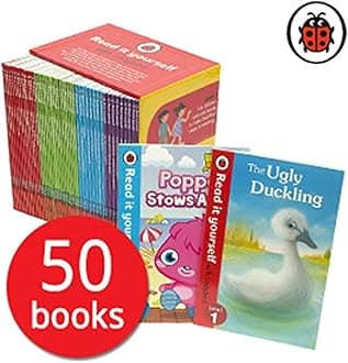 Read it Yourself with Ladybird Collection 50 Books Box Set Pack (Level 1, 2, 3, 4)including moshi monster, peppa pig, charlie and lola, Wizards of Oz, Topsy and Tim, Cinderella, Harry and the dinosaurs united, Heidi, Snow white and the seven dwarfs