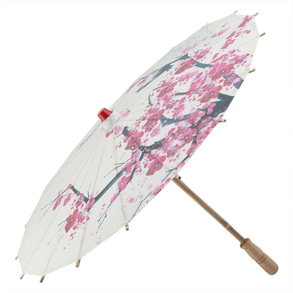 Tyenaza Handmade Paper Parasol for Ladies- Sakura Patterned Handheld Sun Parasol with Wooden Handle, Ideal for Photography and Weddings.