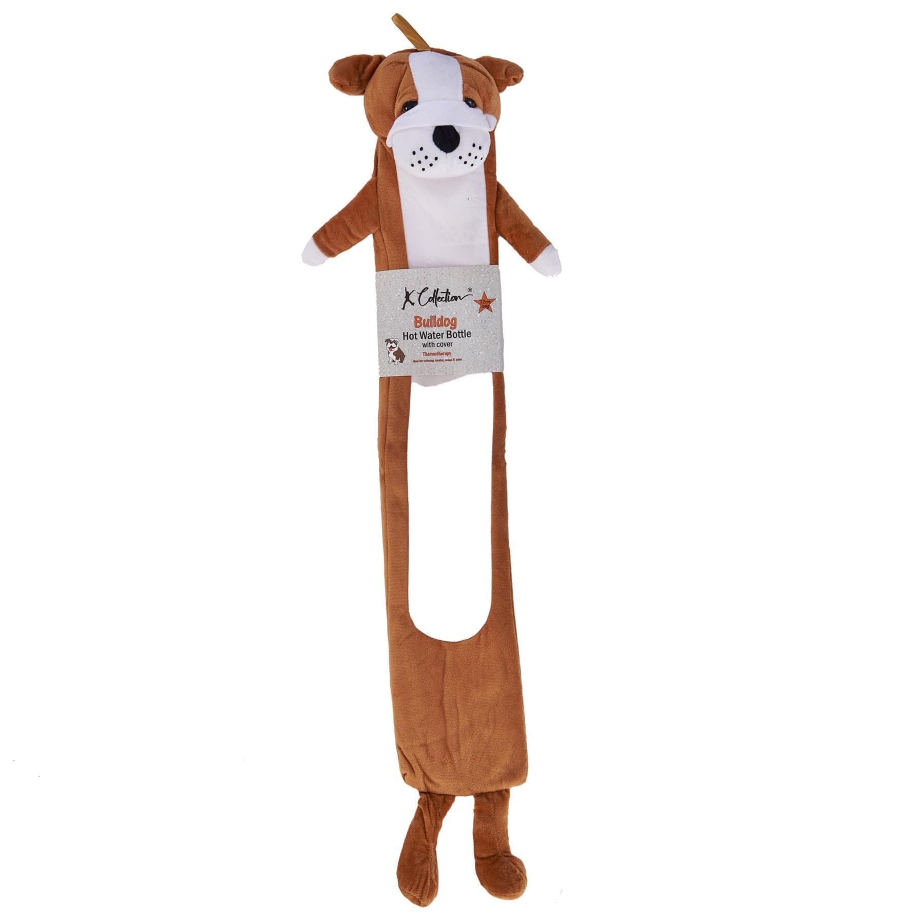 Extra Long Hot Water Bottle – Super Soft Novelty Plush Cover – Natural Rubber 2L Capacity – 72cm Long – Perfect for Pain Relief on Aches or Injuries (Bulldog)