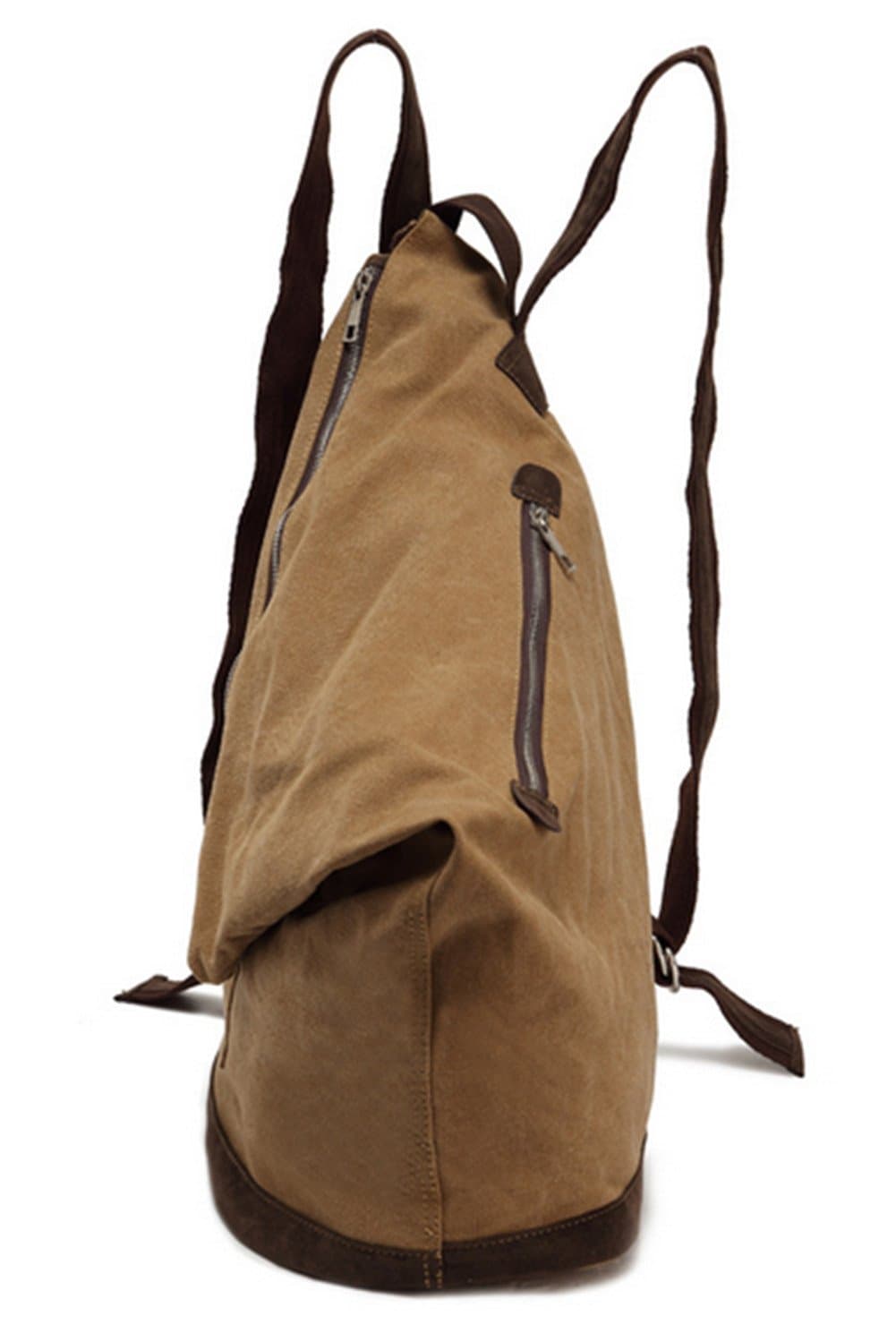 PsmGoods New Korean Style AUGUR Canvas Dumplings Type Students Shoulders Back Canvas Shoulder Bag With 23L Capacity Which You Can Shoulder/Portable/ Diagonal/ Chest Pack (khaki)
