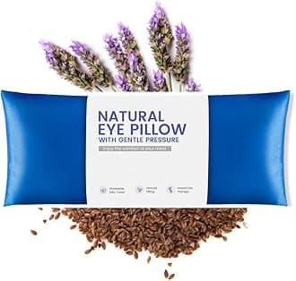 Lavender Eye Pillow for Yoga, Relaxation, Sleeping, Microwavable Weighted Eye Mask Heated for Meditation, Dry Eyes, Moist Heat Hot & Cold Eye Compress with Aromatherapy (Blue)