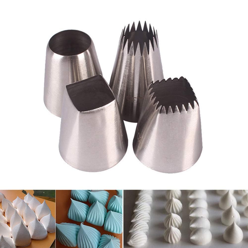 Large Cake Decorating Piping Tips, 4 Pack Stainless Steel Piping Nozzle Cake Decorating Pastry Tips Tool