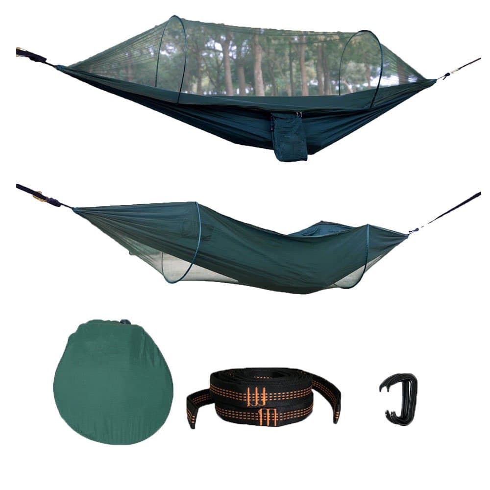 Outdoor Camping Hammock Mosquito Net Hammock Tent Protable& Automatically Foldable Tree Camping Hammock, Beach, Backpacking
