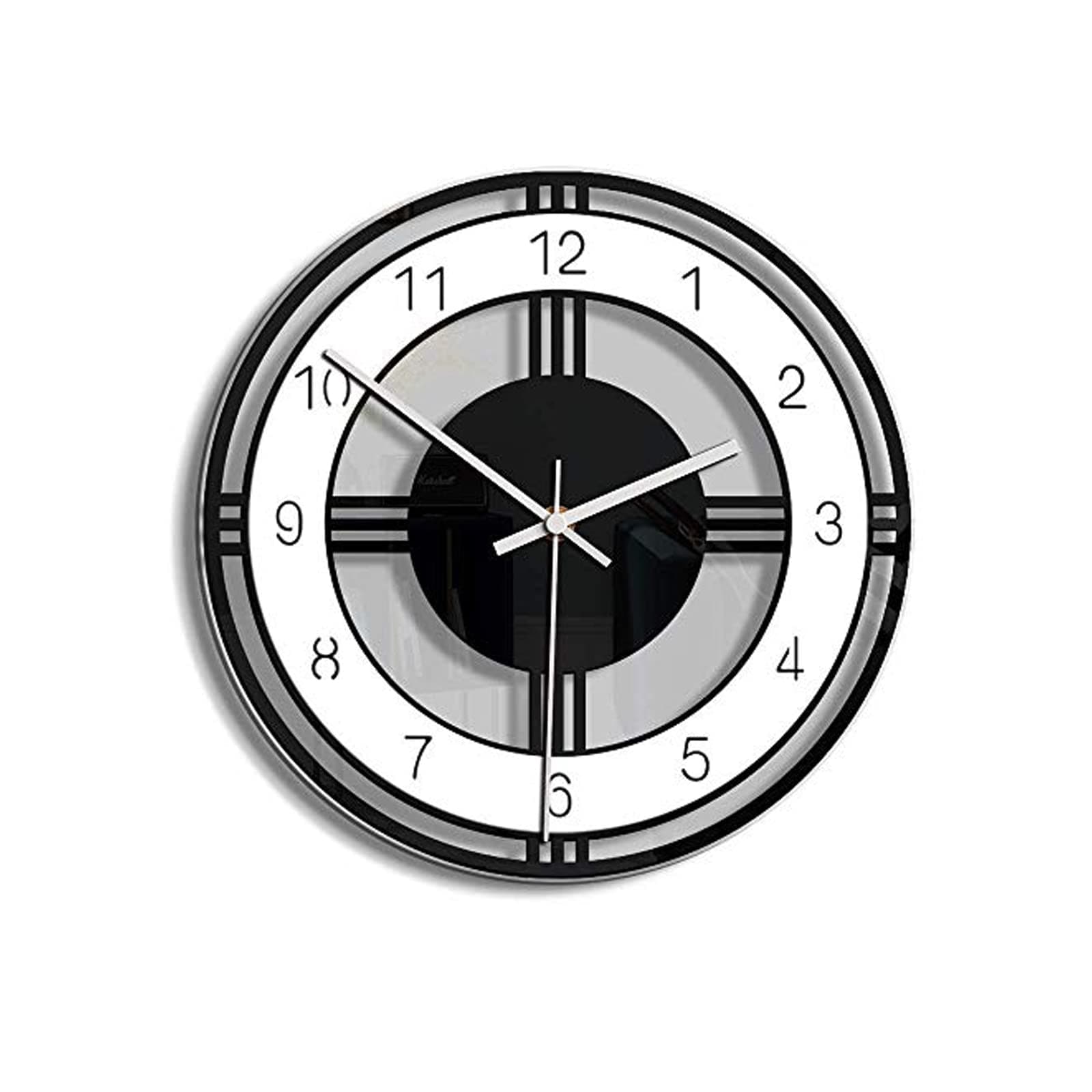 Silent Wall Clock, 11 inch Non Ticking Acrylic Irregular Round Wall Clock with Battery Operated and No Glass Cover for Living Room/Bedroom/Kitchen/Office Decoration (Style B)