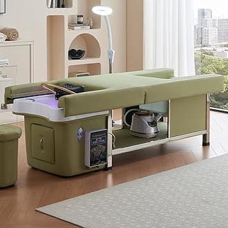 Electric Backrest Lift Shampoo Bed,Head Spa Water Circulation Massage Bed with Pedicure Shampoo Bed for Spas/Salons