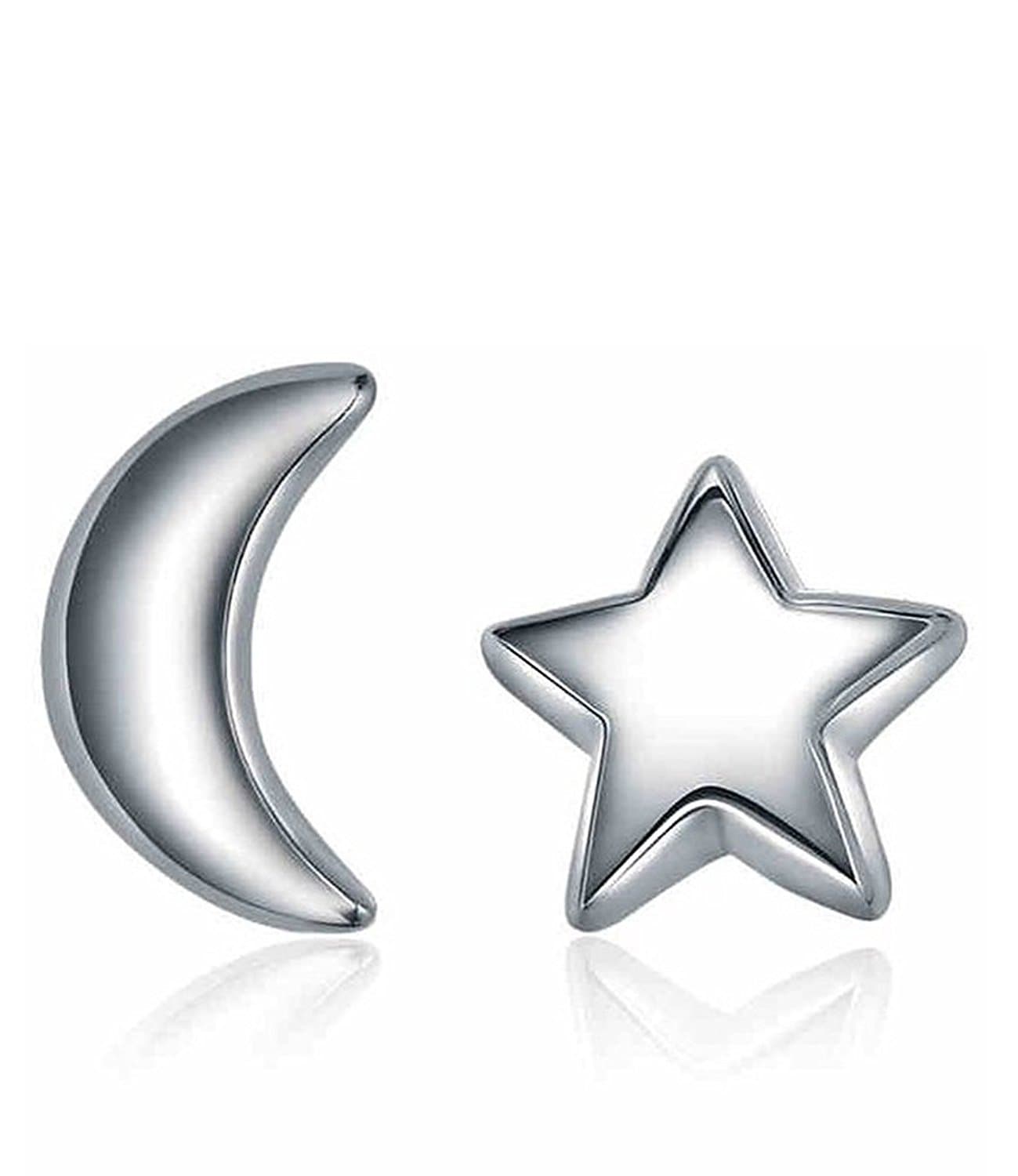 Aomiu S925 Silver Mini Star and Crescent Moon Twilight Style Jewelry for Women Gift