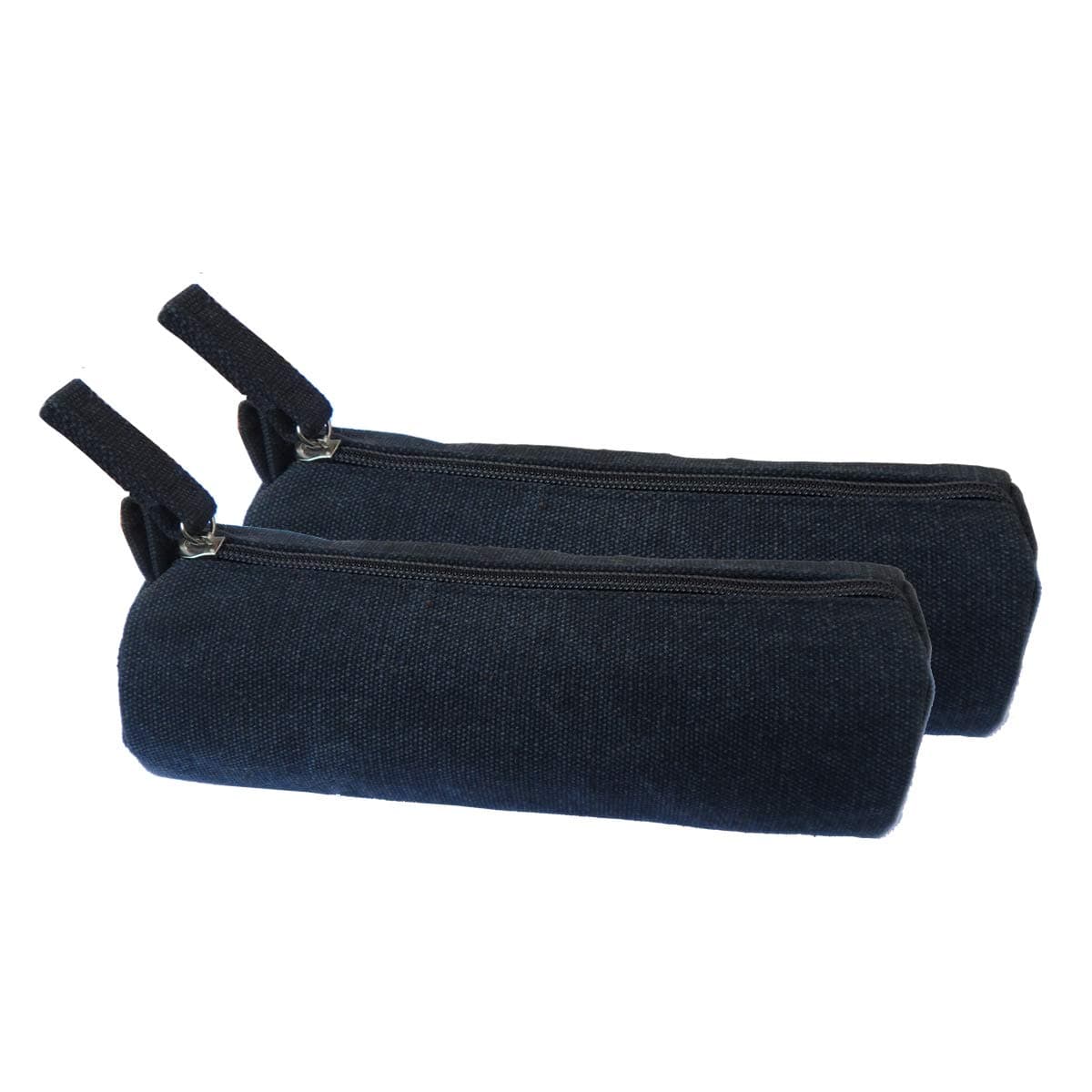 Enyuwlcm Heavy Canvas Stationery Simple Small Pencil Case and Durable Black Pencil Pouch Bag with Handmade Zipper Set of 2