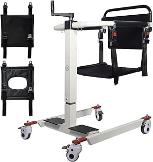 Patient Lift Transfer Chair, Patient Lift Transfer Wheelchair for Home, Wheelchair Lift for Car, Bedside Commode Bathroom Wheelchair for Elderly, Transfer Chairs for Seniors (Without Bedpan)