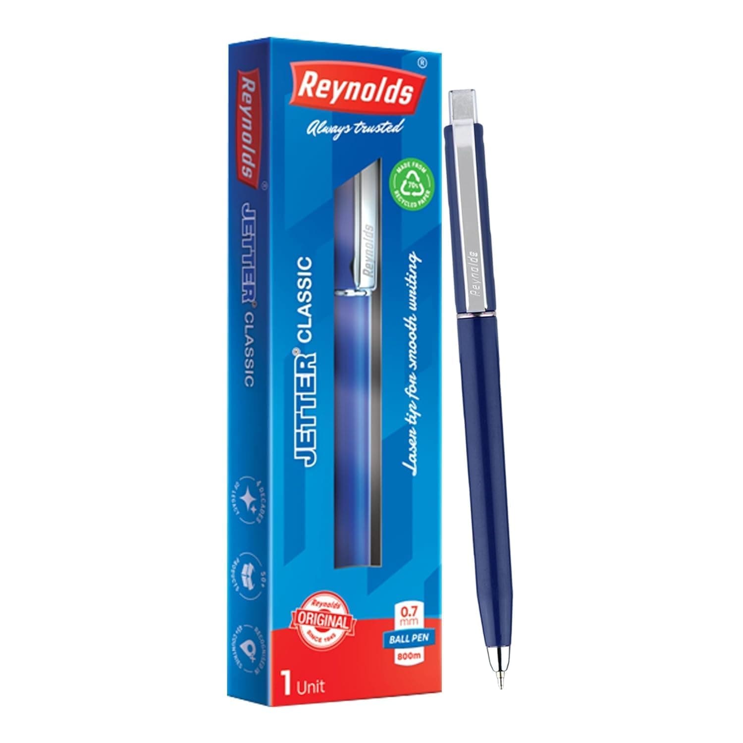JETTER CLASSIC Ball Pen SET - 1 PEN BLUE | MULTI BODY COLOR BALL PEN WITH COMFORTABLE GRIP |BLUE BALL PENS FOR WRITING | PEN FOR PROFESSIONALS | 0.7 mm TIP SIZE