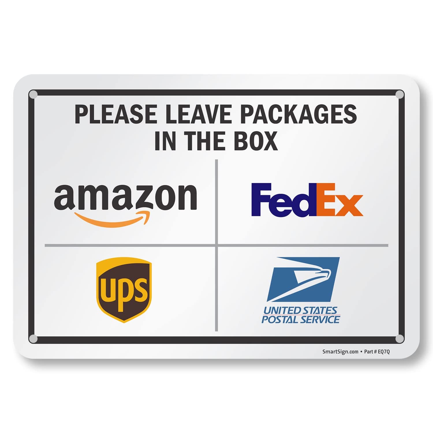 SmartSign 7 x 10 inch “Please Leave Packages In The Box - Amazon, FedEx, UPS, USPS” Delivery Instructions Metal Sign, 40 mil Laminated Rustproof Aluminum, Multicolor, Made in USA