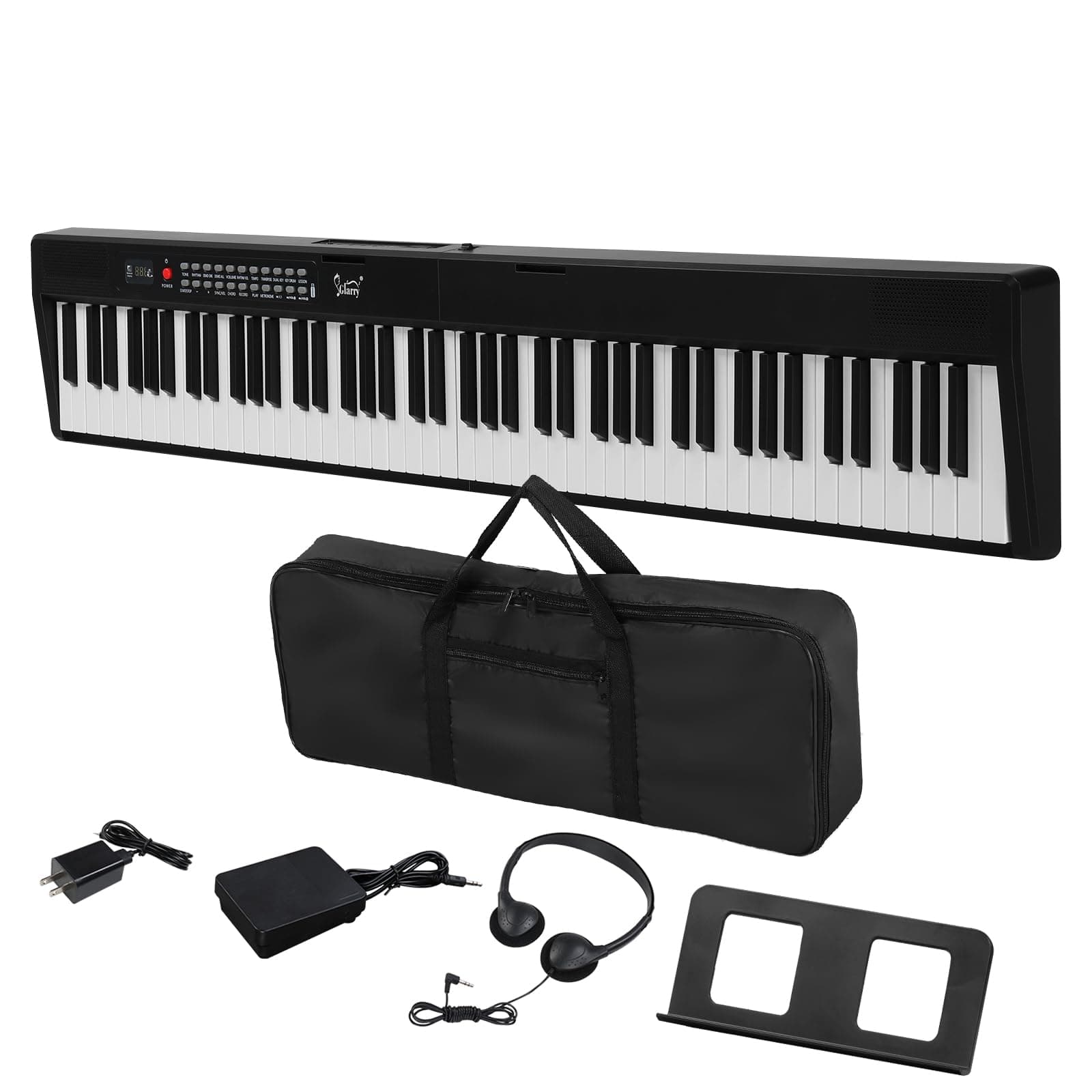 Folding Piano Keyboard, 88 Keys Semi-Weighted Keyboard Support Bluetooth MIDI, Portable Keyboard Piano with Sustain Pedal and Piano Bag for Beginner (Black)