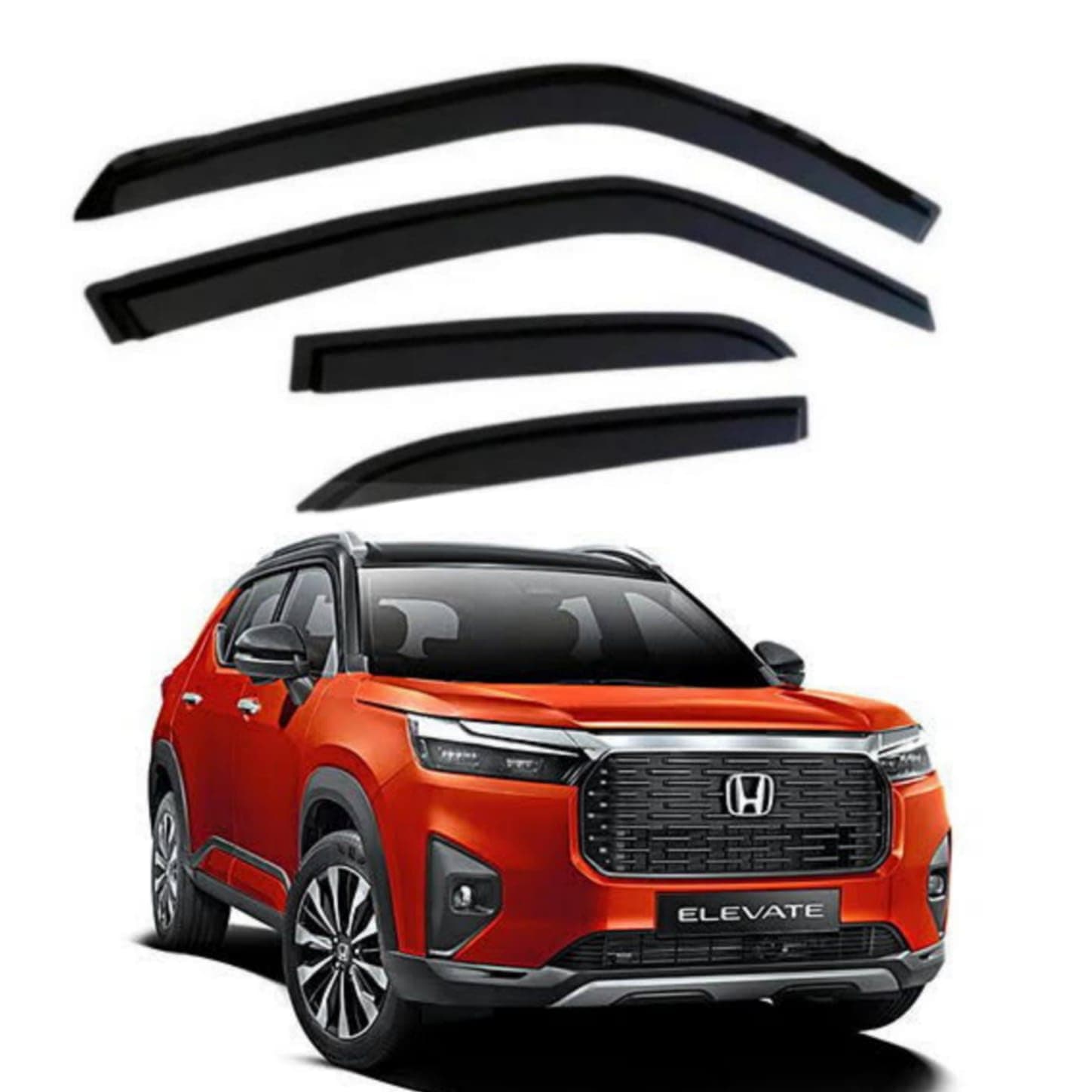 DS ENTERPRISE Car Rain Wind Door Visor Side Window Deflector for Elevate All Models- Black Colour (Pack of 4)