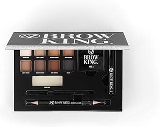 W7 | The Brow King Ultimate Eye and Brow Kit | Groom, Shape and Define | Essentials: Mixing Tray, Wax, Gel, Highlight And Application Brush | Eyeshadow and Eyebrow Colors: Browns, Blacks, Naturals