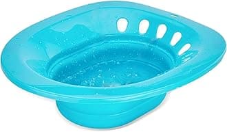 Pochik Sitz Bath, Sitz Bath for Toilet Seat, Postpartum Care, Hemorrhoids Relief, Sits Bath Kit for Women, Collapsible, Flusher Hose, Wider Seating Area, Deeper Bowl (Ocean Blue)