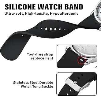 PINDOWS Women Analog Quartz Wrist Watch with Silicone Strap for Young Women Students Easy Read Waterproof Unisex Luminous Dial