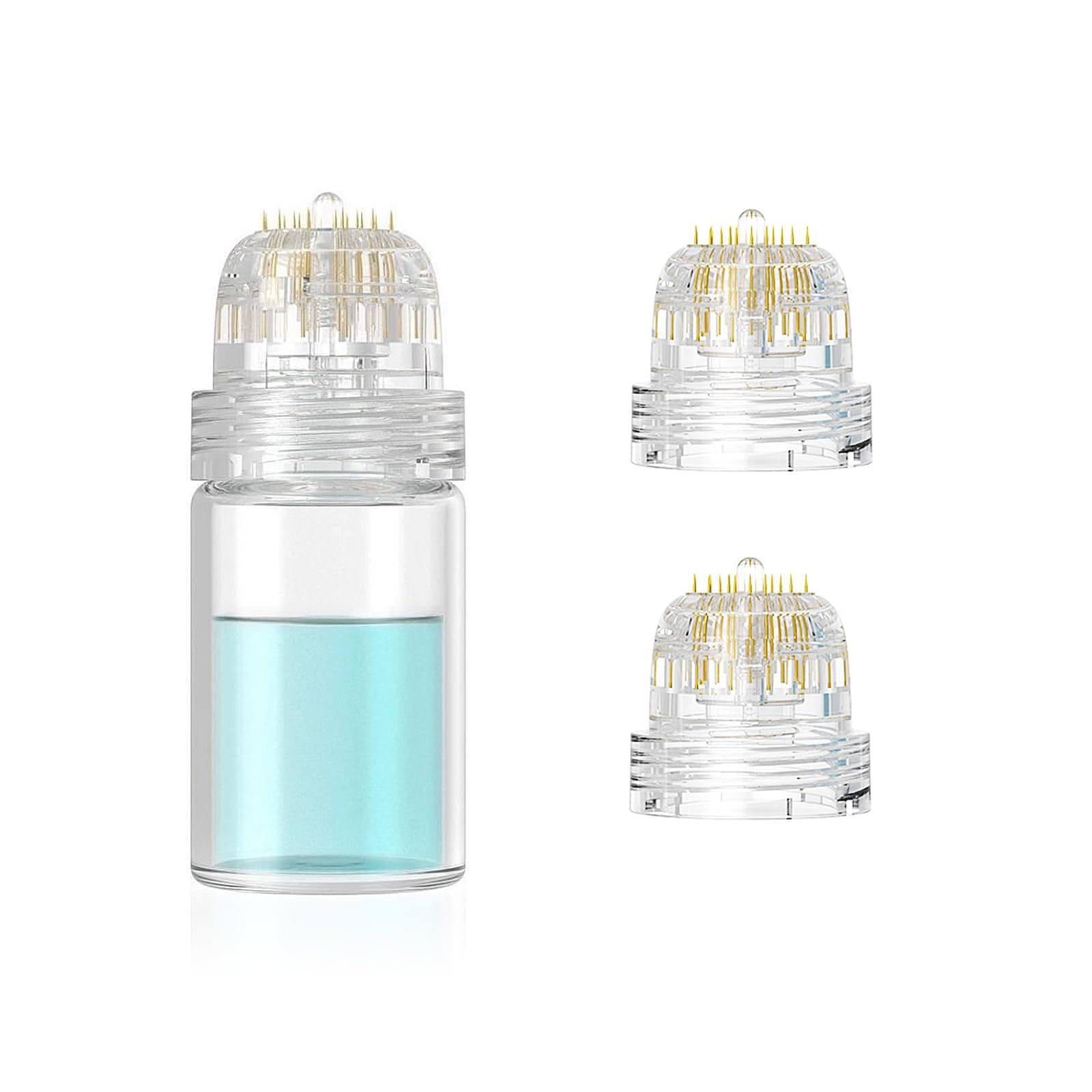 Hydra Needle 20 Derma Stamp Microneedling Pin Length 0.5mm, Serum Applicator Bottle Reusable with Extra 2 Replaced Roller Heads, for Anti-aging Skin Care Hair Beard Growth Stimulation