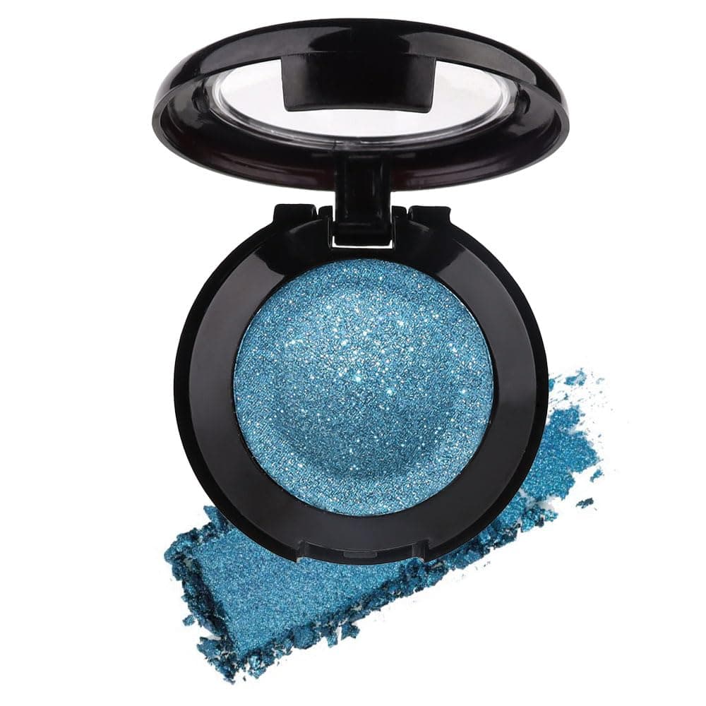 Single Dark Blue Matte Shimmer Eyeshadow,Bright High Pigment Intense Monochrome Eye Shadow,Comes With Eyeshadow Brush and Mirror,24 Hour Eye Makeup Longwear Waterproof,Blendable