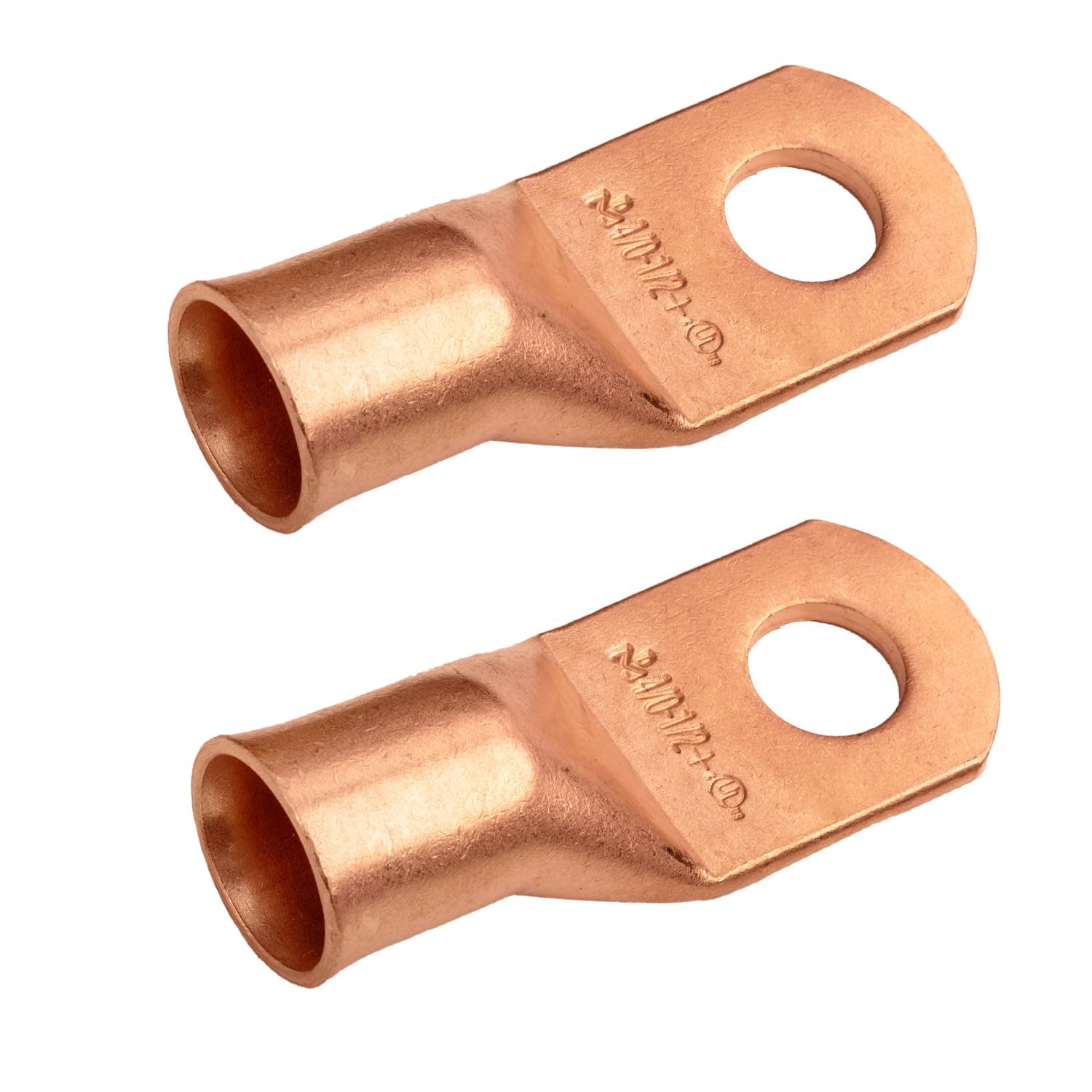 SELTERM 4/0 AWG XL (120 mm²) - 1/2" (M12) ⌀ Hole UL Heavy Duty Wire Lugs, Battery Cable Ends, Bare Copper Eyelets, Tubular Ring Terminal Connectors [B101] - 2 Pack