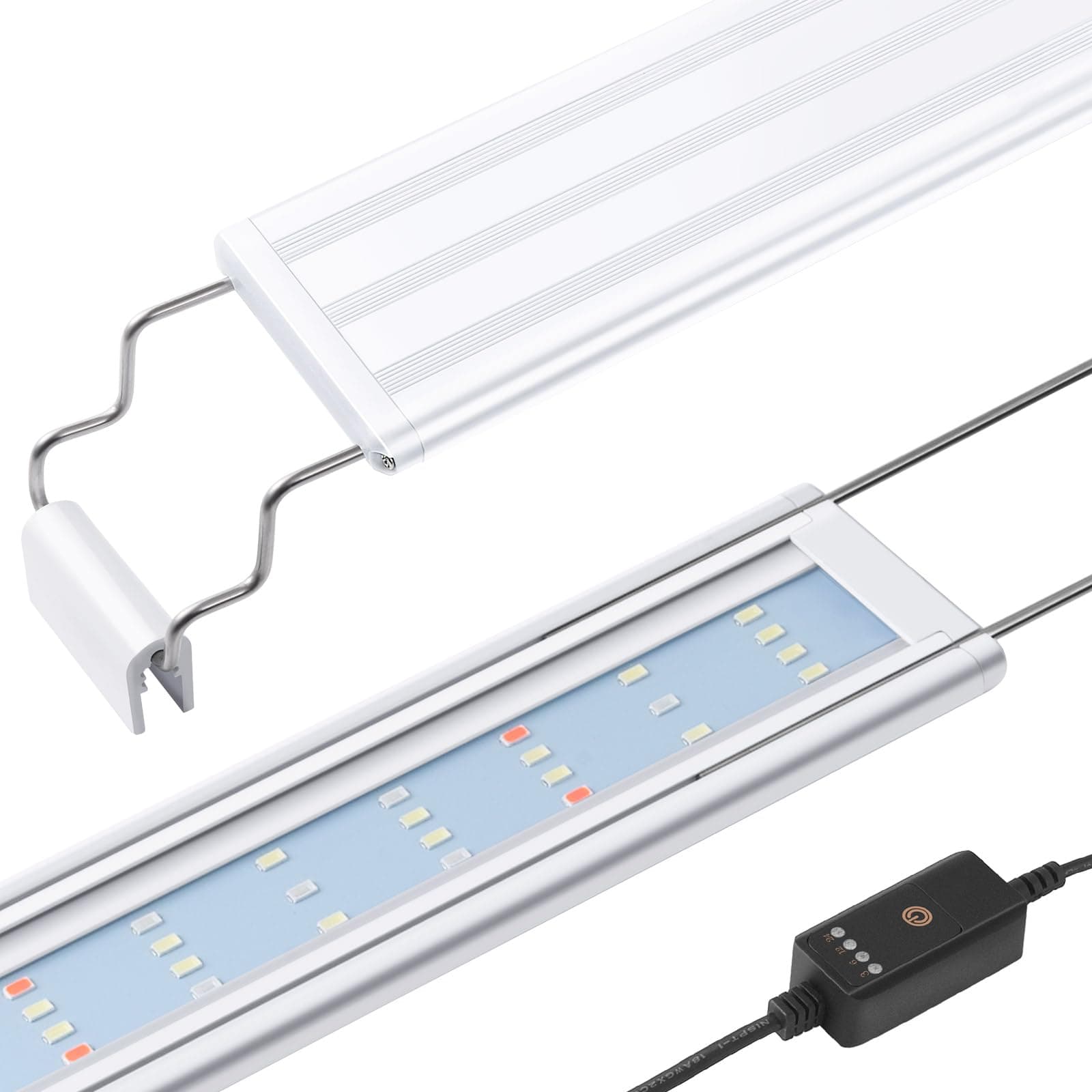 Full Spectrum LED Aquarium Light, Classic Fish Tank Light with Timer,Fish Tank Plant Light with Stable Extendable Brackets (30-45cm)