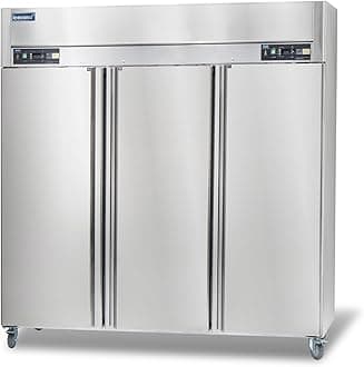 ICECASA 72" W Commercial Refrigerators and Freezer Combo Reach-in 54 Cu.ft 3 Solid Door Stainless Steel Refrigerators and Freezer Combo Fan Cooling for Restuarant, Bar, Shop, etc