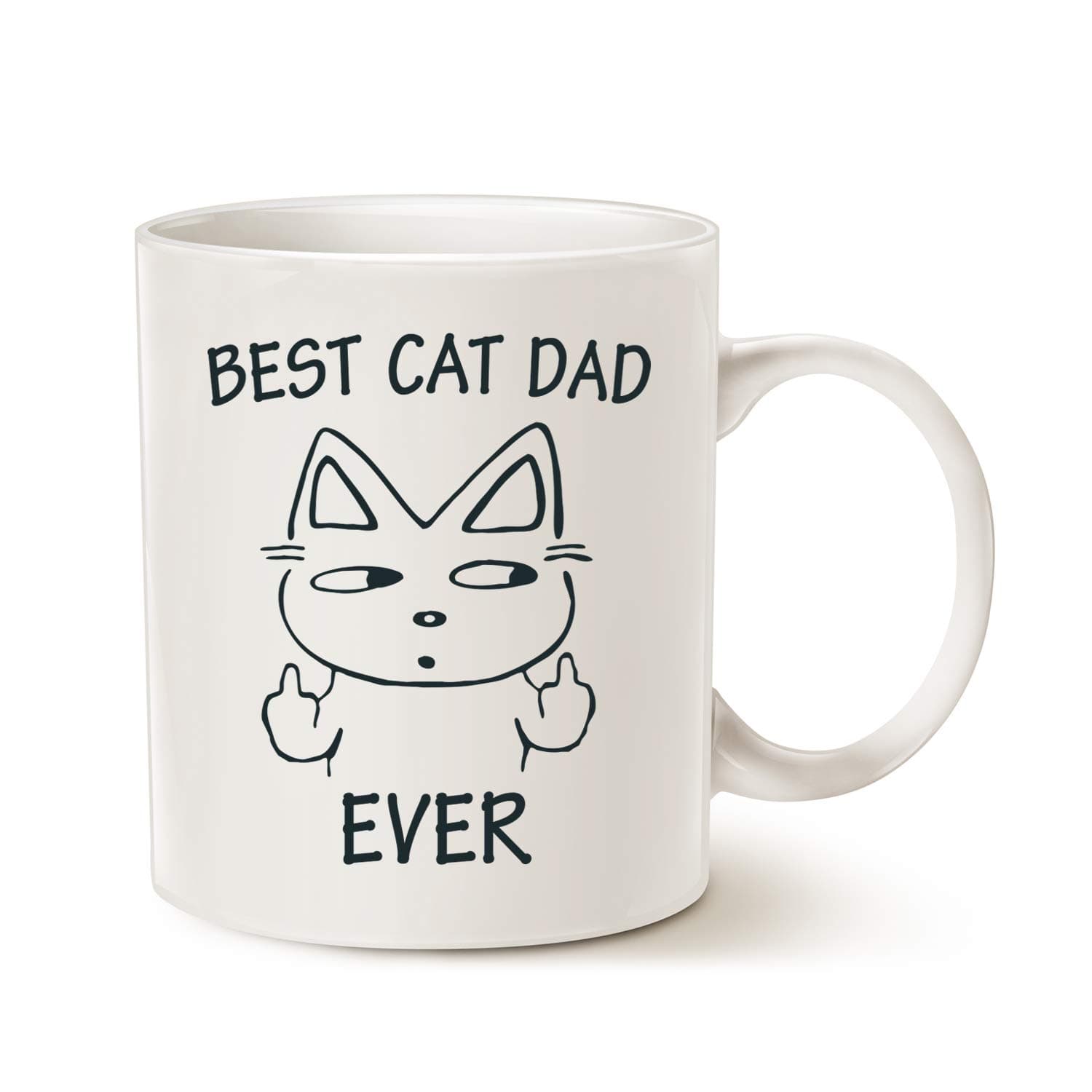 Funny Coffee Mug for Cat Lovers, Best Cat Dad Ever Cute Father's Day Gifts for Dad Cup White, 11 Oz