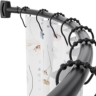 Chrsouly Curved Shower Curtain Rod, 42-74 inches Adjustable Curved Shower Rod, RustProof Curved Shower Rods for Bathroom, Bathtub, Premium Stainless Steel, Need to Drill, Black