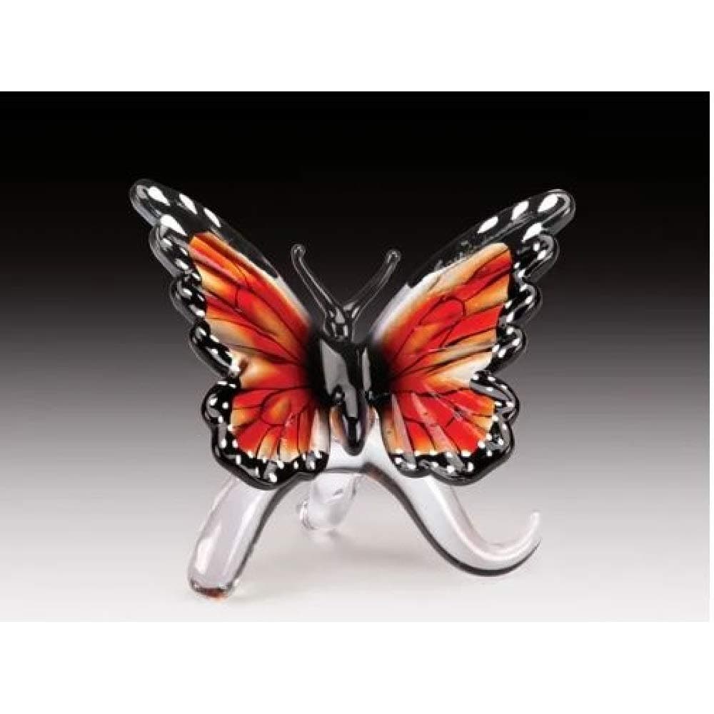 Glass Amber Monarch Butterfly Figurine