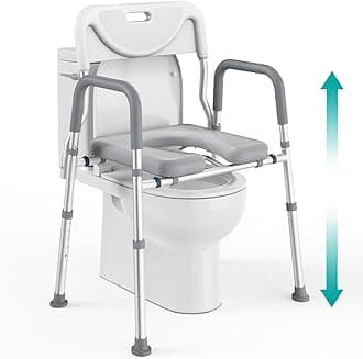 PELEGONRaised Toilet Seat with Handles (400lb) - Adjustable 3 in 1 Commode Chair for Toilet with Arms, Toilet Riser with Handles, Toilet Chair Over Toilet, Handicap Toilet Seat (Grey)