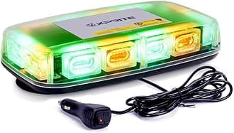 Upgraded 12" 72LED Rooftop Mini Strobe Lights, Emergency Safety Flashing Beacon Light Bar with Magnetic Base for 12V-24V Construction Vehicles, Trucks, Snow Plow, Postal Car (Amber/Green)