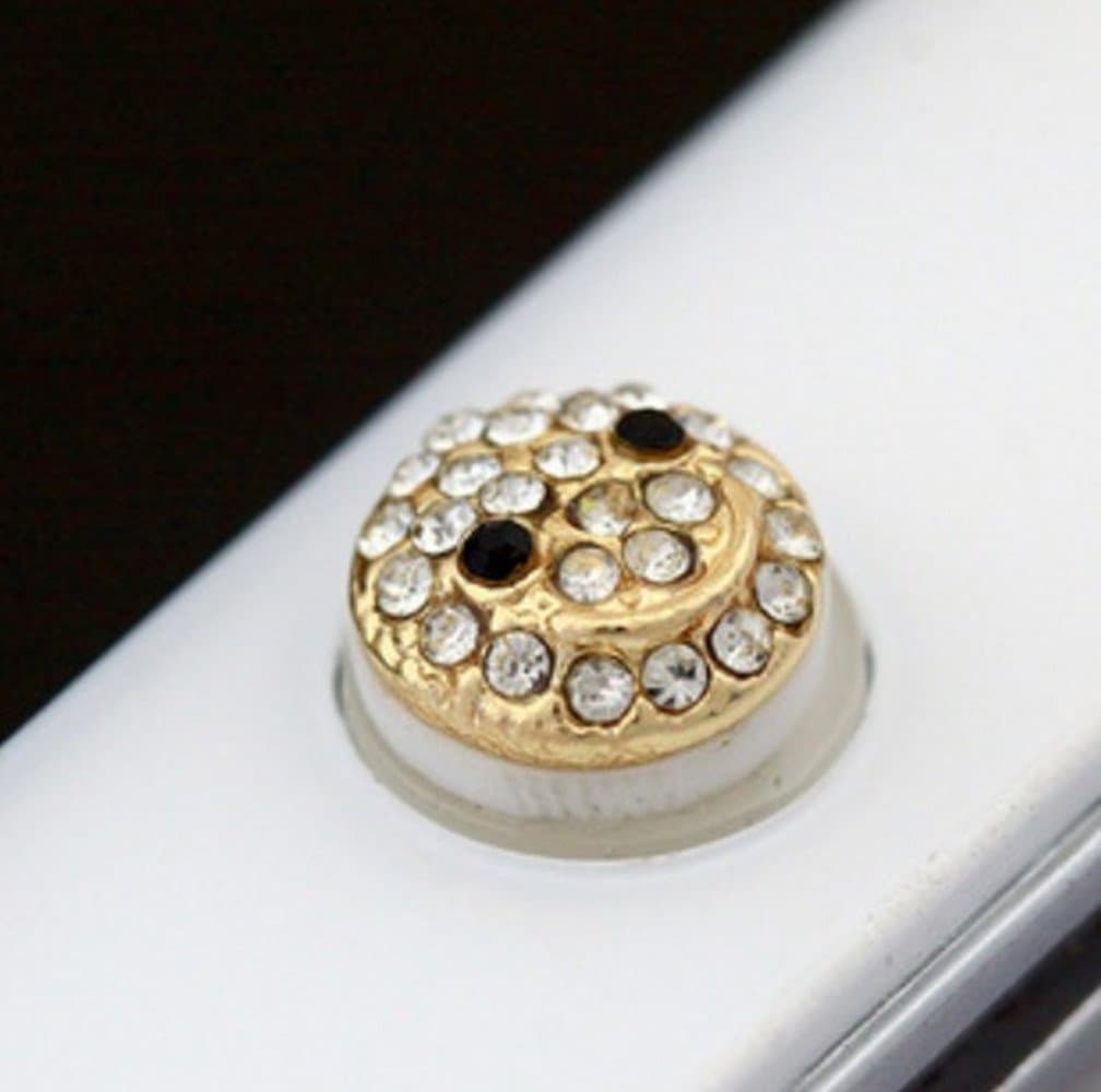 Crystal Smile Face Charm phone Home Return Keys Buttons Sticker For iPhone 4S iPhone 5 iPod Touch iPad