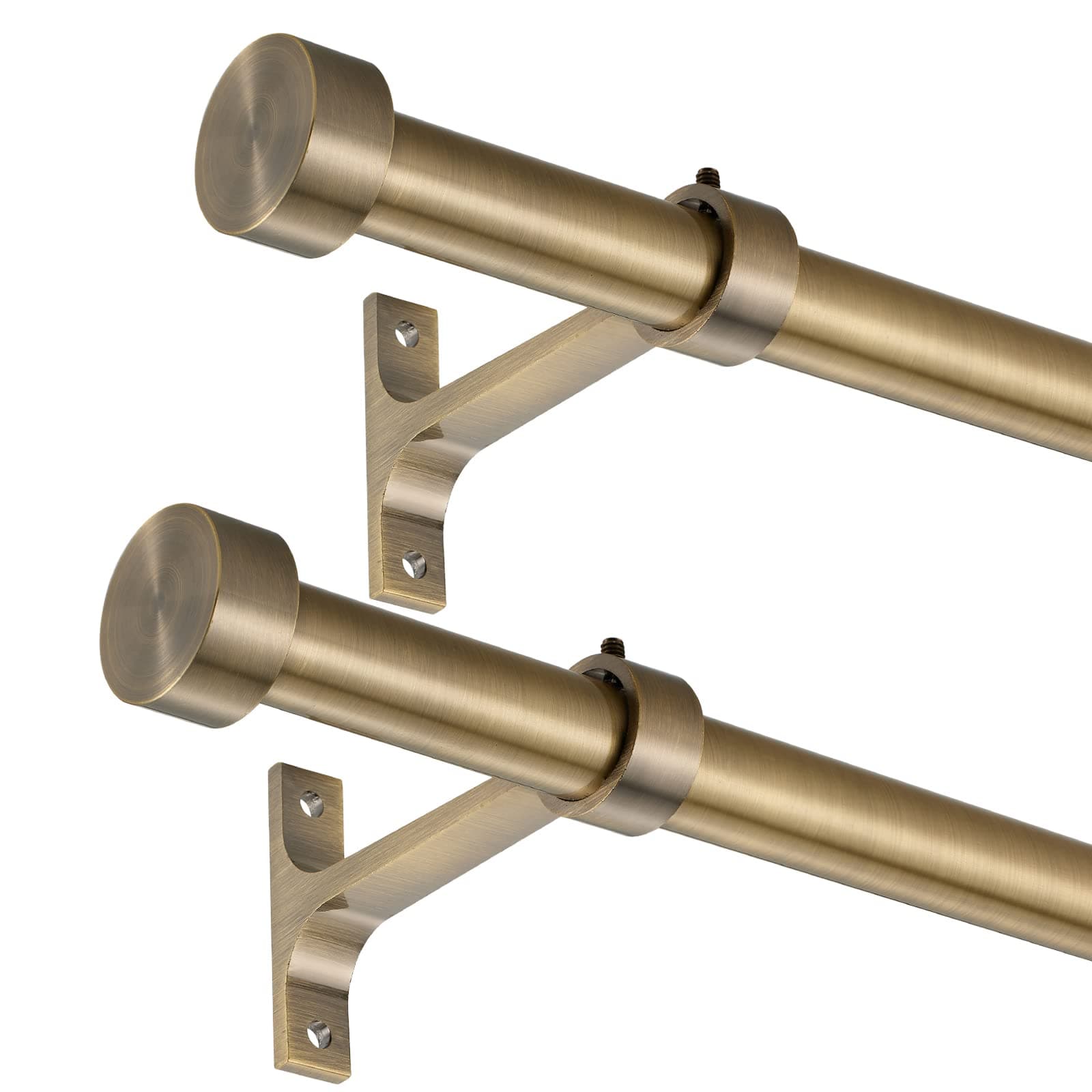 2-Pack Curtain Rod for Windows 72-144",Adjustable Window Curtain Rods with Premium Aluminum End Cap Finials and Full Surround Brackets,3/4"(0.062Feet) Diameter,Antique Bronze Drapery Rods for Curtains
