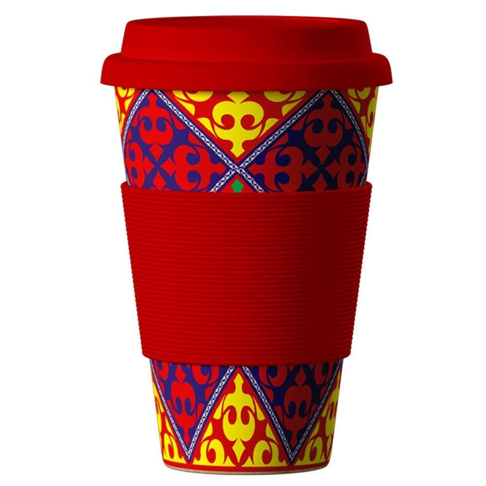 Bamboo Cup Reusable Coffee Cup with Lid and Silicone Sleeve - Bamboo Coffee Cup with Tight Seal Cover and Sip Hole - Eco Cup Made from Bamboo, Food-Safe and Dishwasher Safe (Orient)