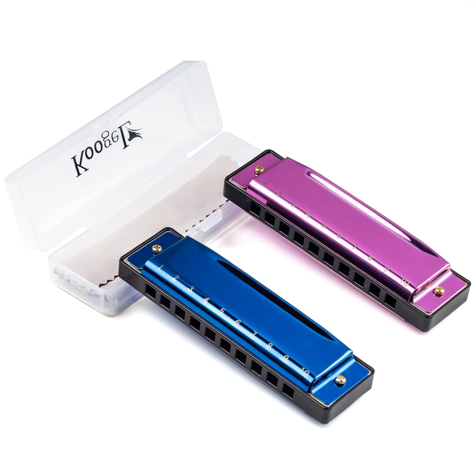 Kids Harmonica Set, Pink and Blue 10 Hole Distonic Harmonica Key of C Music Instruments for Beginners