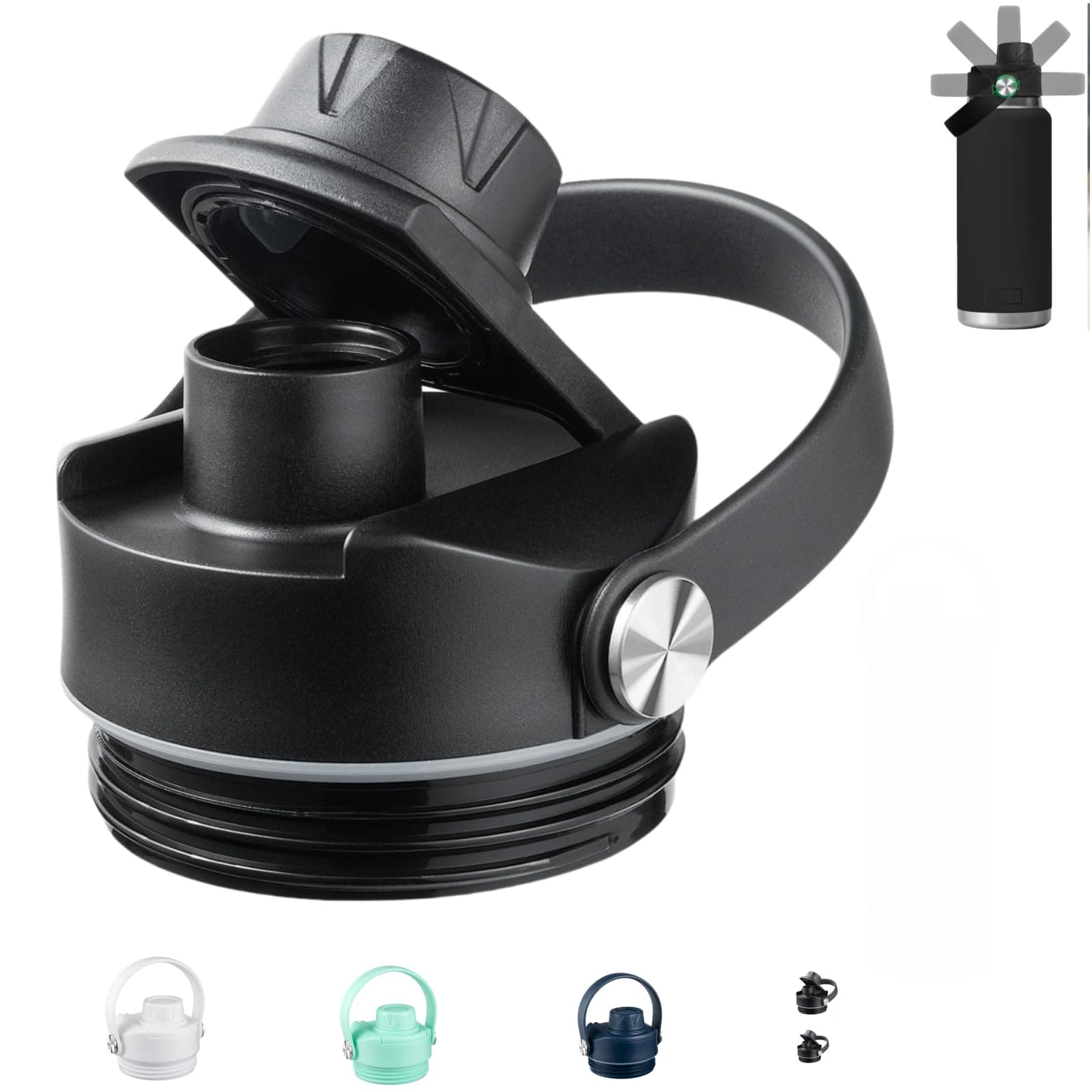 Lid for Yeti Rambler 12 18 26 36 64 oz, Cap with Flexible Handle, Replacement Chug Lids for Yeti 18oz 26oz 36oz 64oz Rambler Water Bottle Top Accessories