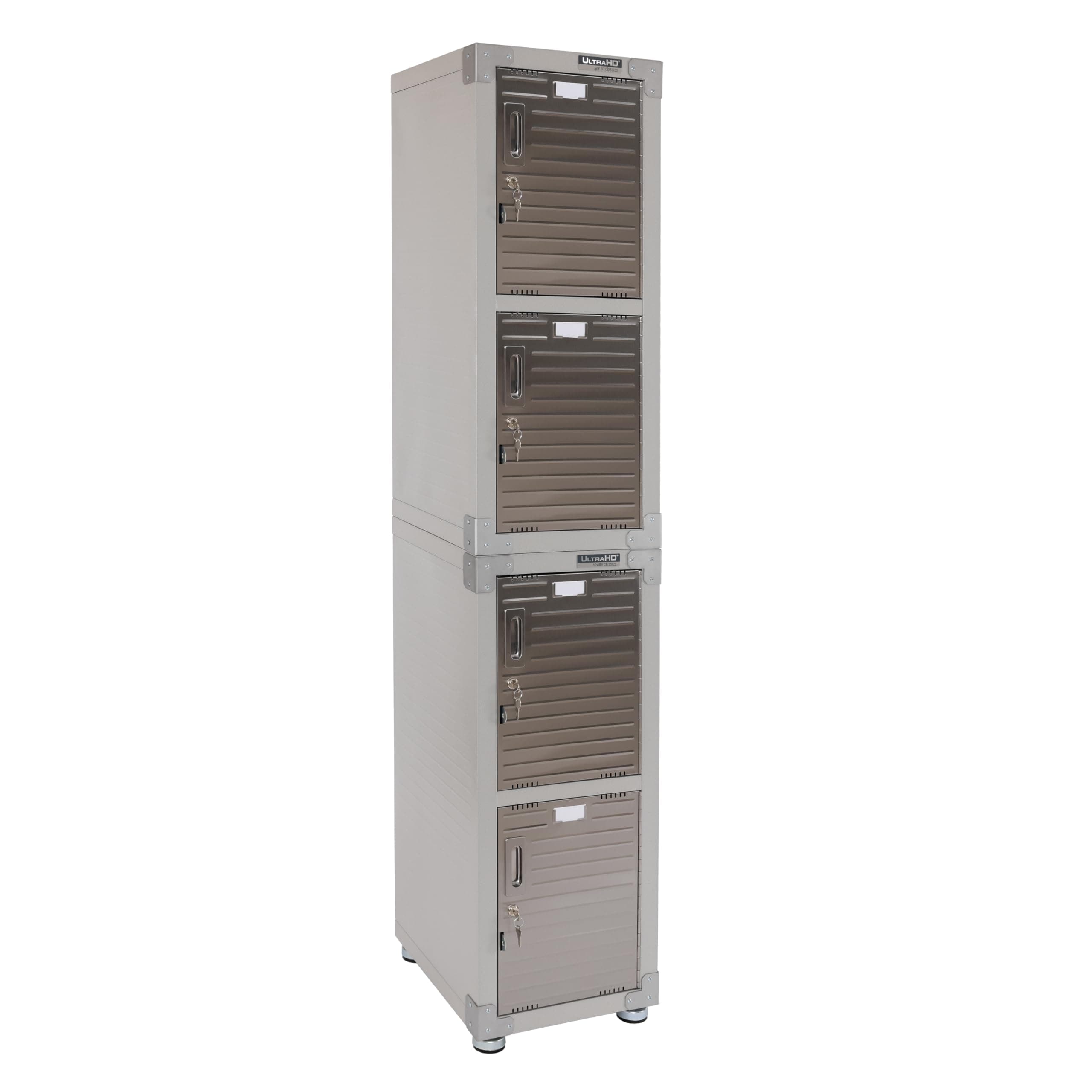 Seville Classics 4-Door Stackable Locker Cabinet, 15x30x73.9, Granite