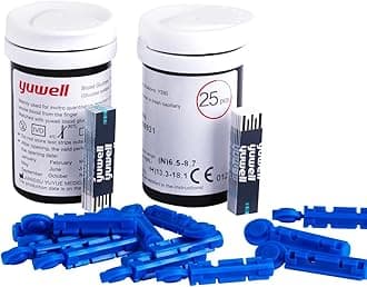 yuwell Blood Glucose Test Strips and Lancets for Model 582&710 x 50pcs (Diabets Test Strips for yuwell Blood Glucose Meter 582&710 Only)
