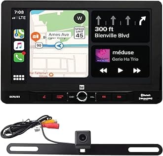 Dual Electronics DCPA101 10.1-inch Touch Screen Single DIN Car Stereo Media Receiver | Apple CarPlay Android Auto | Built-in Bluetooth | Satellite Radio Ready | Backup Camera Included