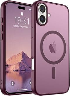 SUPFINE Magnetic for iPhone 16 Case (Compatible with MagSafe) (Military Grade Drop Protection) Slim Translucent Matte Shockproof with Anti-Fingerprint Phone Case,Wine Red