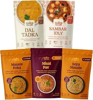 The Cumin Club Ready to Eat Vegan Indian Entrees - Comfort Indian Food Entrees - Instant Meal Effortless Cooking with Natural Ingredients - Ready to Eat Indian Food - Pack of 5, Vegan Entrees
