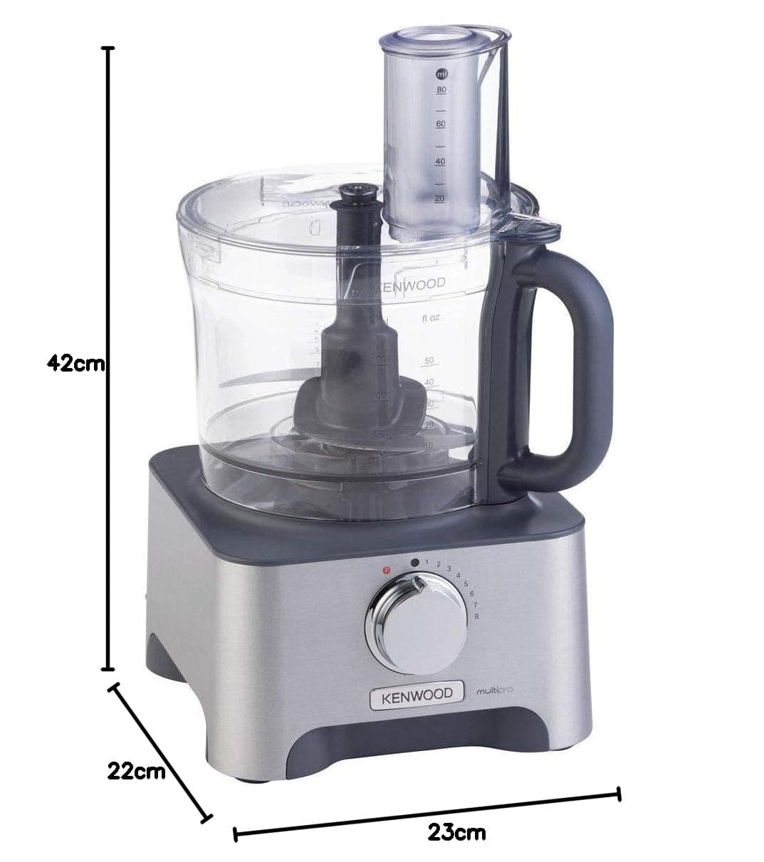 Kenwood Food Processor 1000W Multi-Functional With 3 Stainless Steel Disks, Glass Blender, Chopper Bowl, Grinder Mill, Juicer Extractror, Dual Metal Whisk, Dough Maker, Citrus Juicer Fdm788Ba Silver