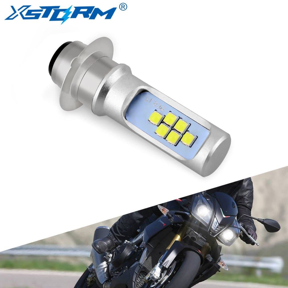 P15D LED Motorcycle Headlight Bulb, Extremely Bright H6M 1500 Lumens Xenon White 6000K, DC 12V-24V Motorbike Scooter Headlamp with High Low Beam