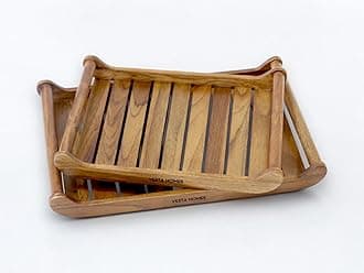 Vesta Homes Set of 2 Romper Teak Wood Rectangular Serving Tray for Home/Kitchen/Restaurant/Office Organizer/Dining Table|Premium Wooden Trays| 18 X 12 ; 15 x 10 inches | Handcrafted in India