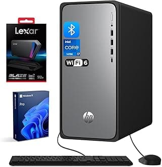 HP 2025 Omnidesk (Envy Next Brand) M02 AI Copilot Business Tower Desktop, Core i7-14700, 64GB DDR5, 8TB SSD, Wired KB & Mouse, Wi-Fi 6, Bluetooth, W11P, Bundle with Lexar SL660 512GB Portable SSD