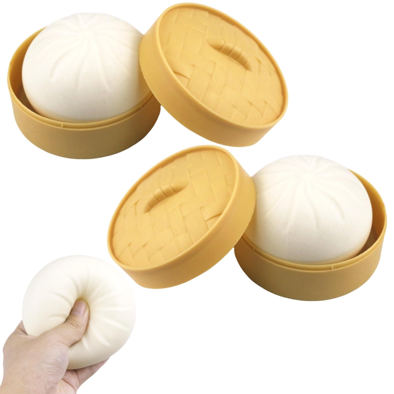 SHEHARUHI 2 Pcs Dumpling Squishy Dumpling Stress Ball Squeezing Adult Stress Relief Toy White Steamed Stuffed Bun for Birthday Gifts, Partied, Etc.