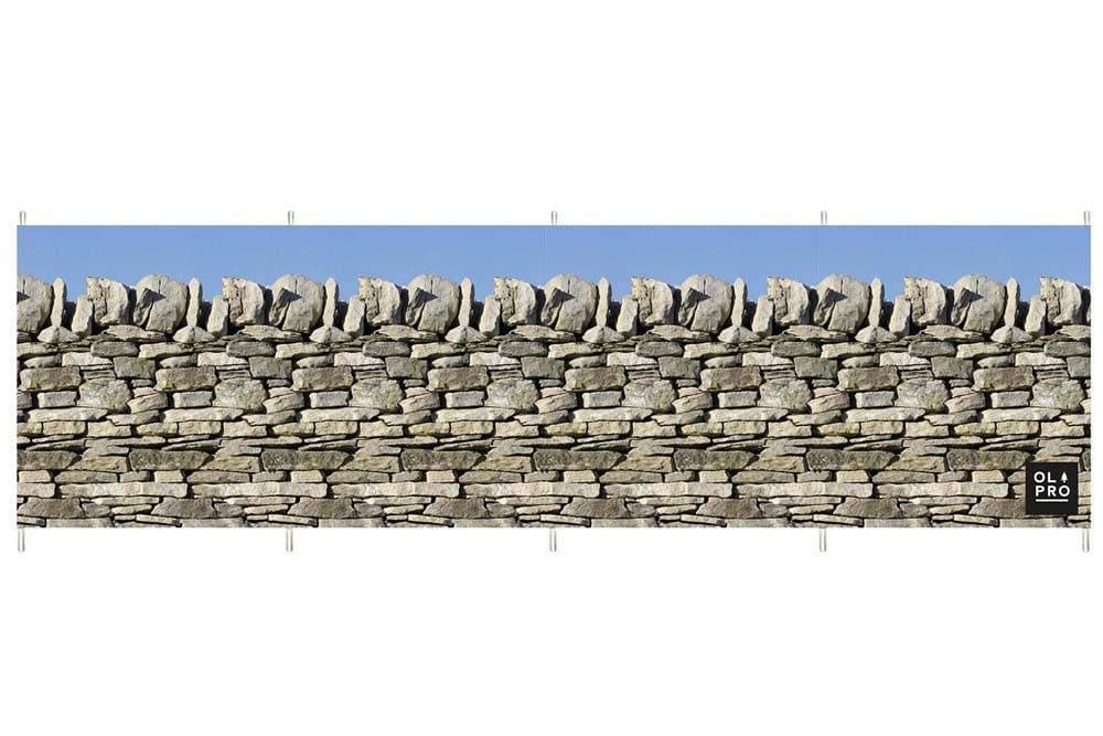 Olpro Stone Wall 5 Pole Windbreak (Wooden poles) Stone Wall 5 Pole Windbreak (wooden Poles) - Grey, 3.6m