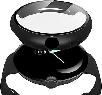 2 Pack Hard PC Case with Screen Protector Compatible with Google Pixel Watch 2 (2023) / Pixel Watch 41mm, High Sensitivity Lightweight Anti-fall Cover for Pixel Watch, Black