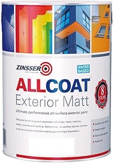 Zinsser Allcoat Exterior WB (Matt Finish) 2.5lt (Black or White) - White